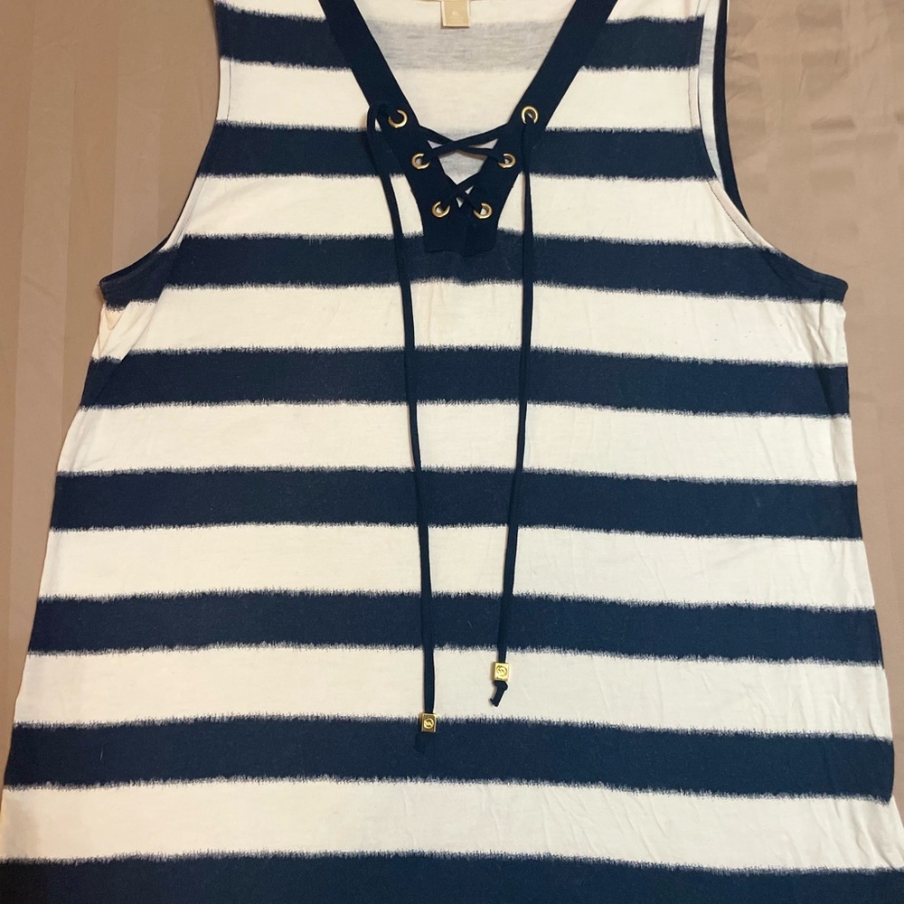Michael Kors Navy and White Striped Tank Top